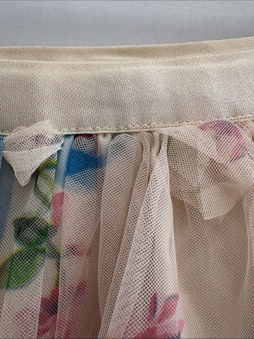 SHEIN Cream Floral Ruffle Tulle Maxi Skirt - Picture 5 of 6